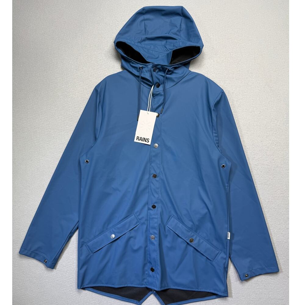 Rains Men's Waterproof Hooded Rain Jacket, pulse blue Small $110